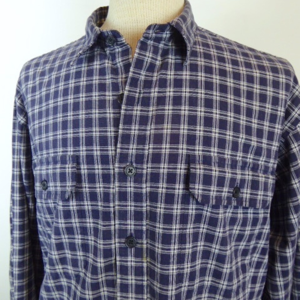 POLO RALPH LAUREN BLUE PLAID GI WORK SHIRT XL